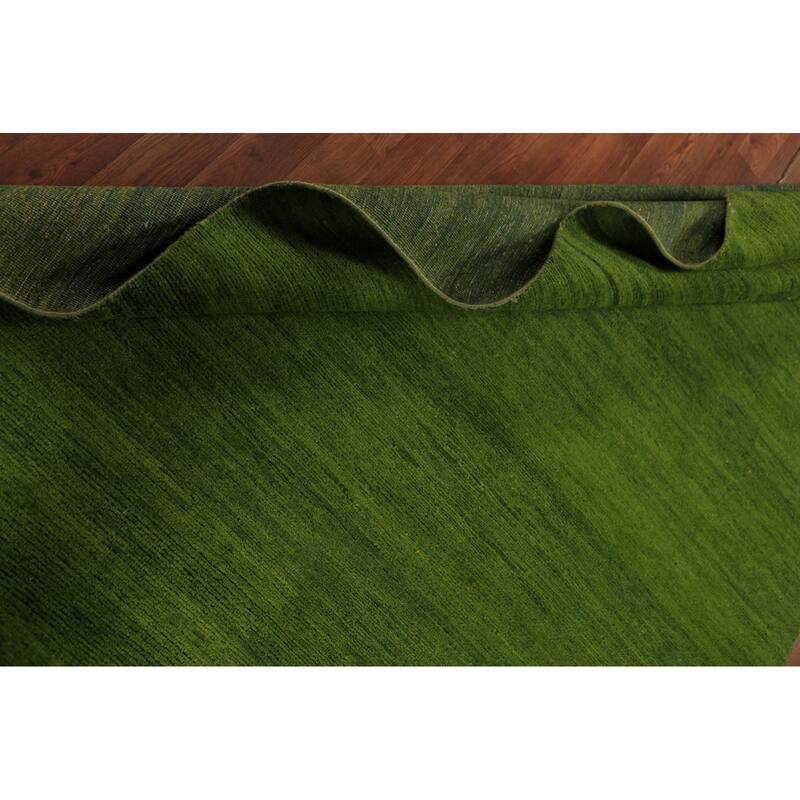 Modern Green Gabbeh Oriental Area Rug Handmade Wool Carpet - 5'4" x 7'9"