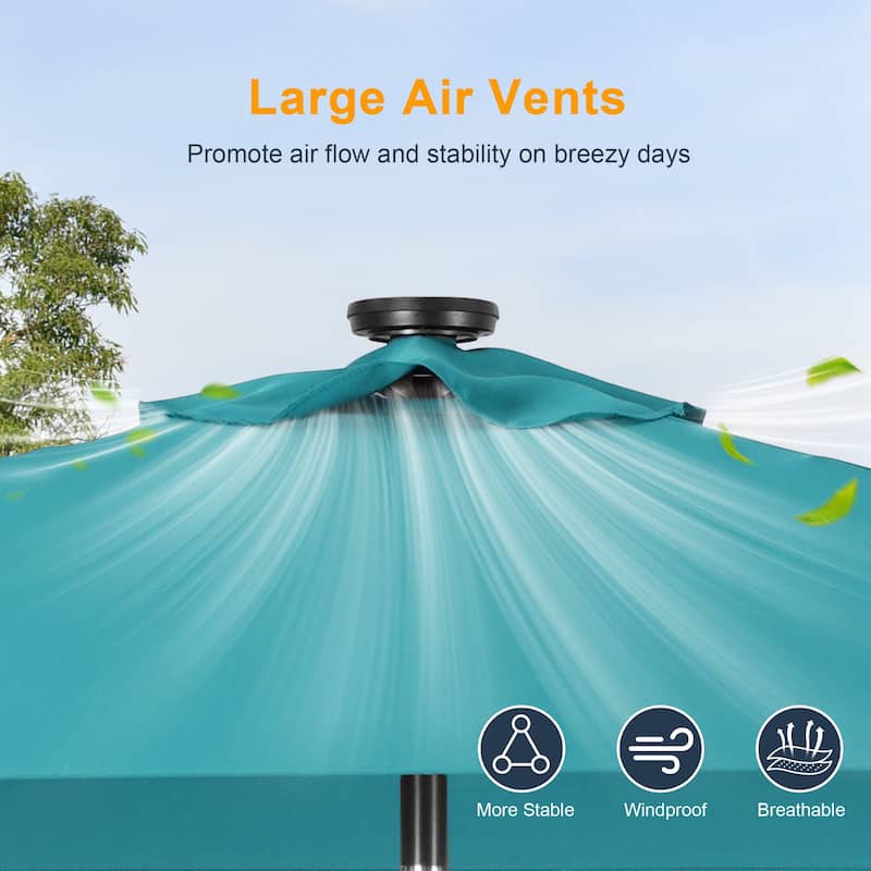 LIVOOSUN 6.5×6.5FT LED Square Patio Umbrella with UPF50+, Tilt Function, and Wind-Resistant Design——Experience Outdoor Comfort