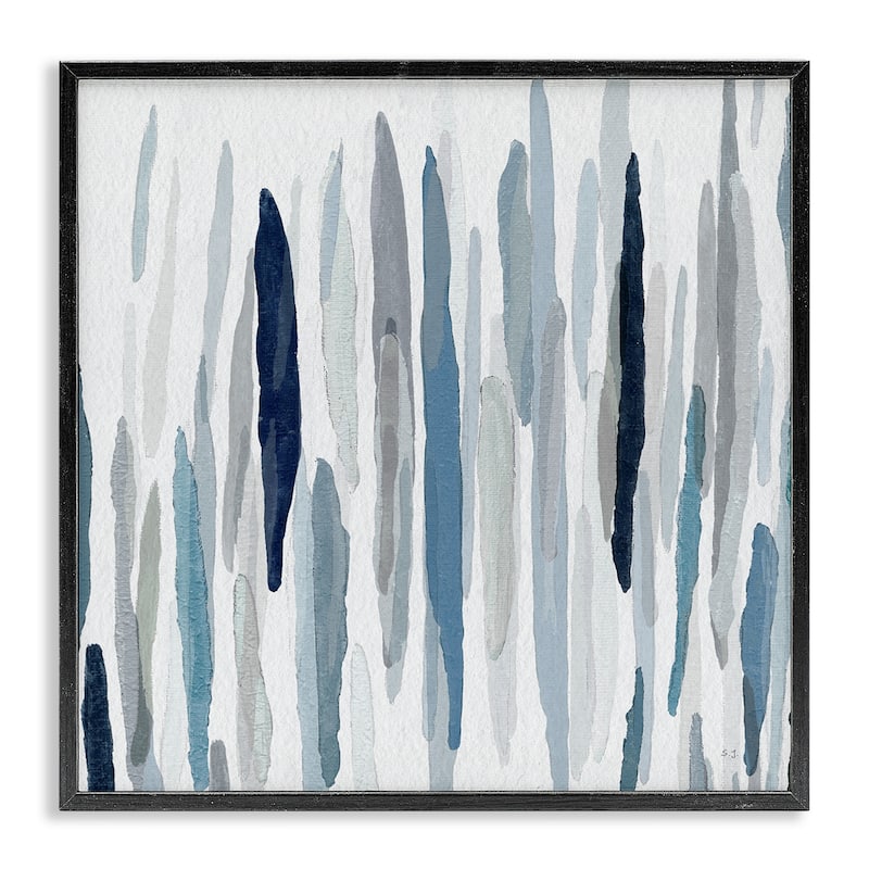 Stupell Abstract Thick Brush Blue Grey Paint Drip Framed Wall Art, Design by Susan Jill - 24 x 24 - Grey