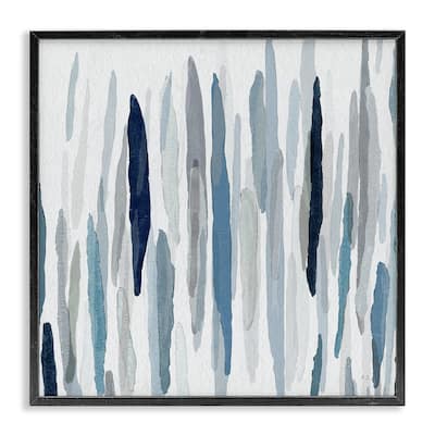 Stupell Abstract Thick Brush Blue Grey Paint Drip Framed Wall Art, Design by Susan Jill