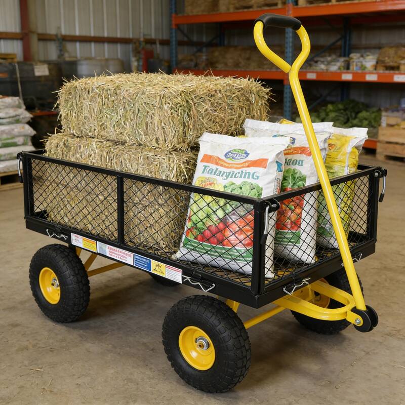 Heavy-Duty Garden Wagon Cart - Firewood & Yard Debris Transport Hauler