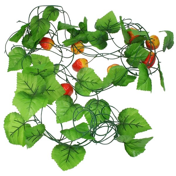 5 Pcs Green Leaf Emulation Strawberry Fruit Hanging Vine 7.5Ft Length