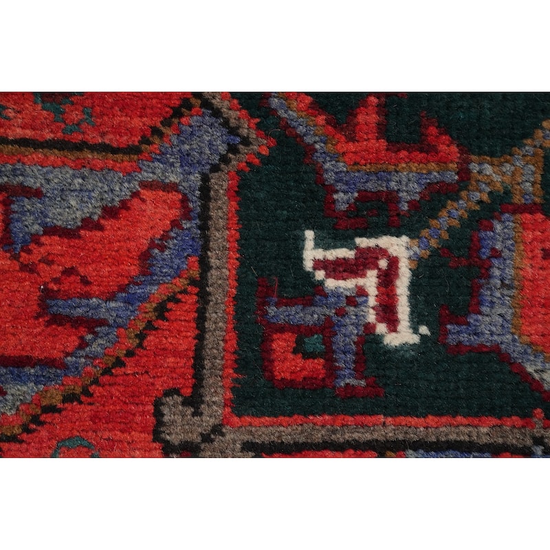 Hand Knotted Oriental 100% Wool Carpet Traditional Floral Red Heriz Area Rug - 10' 11'' X 7' 6''