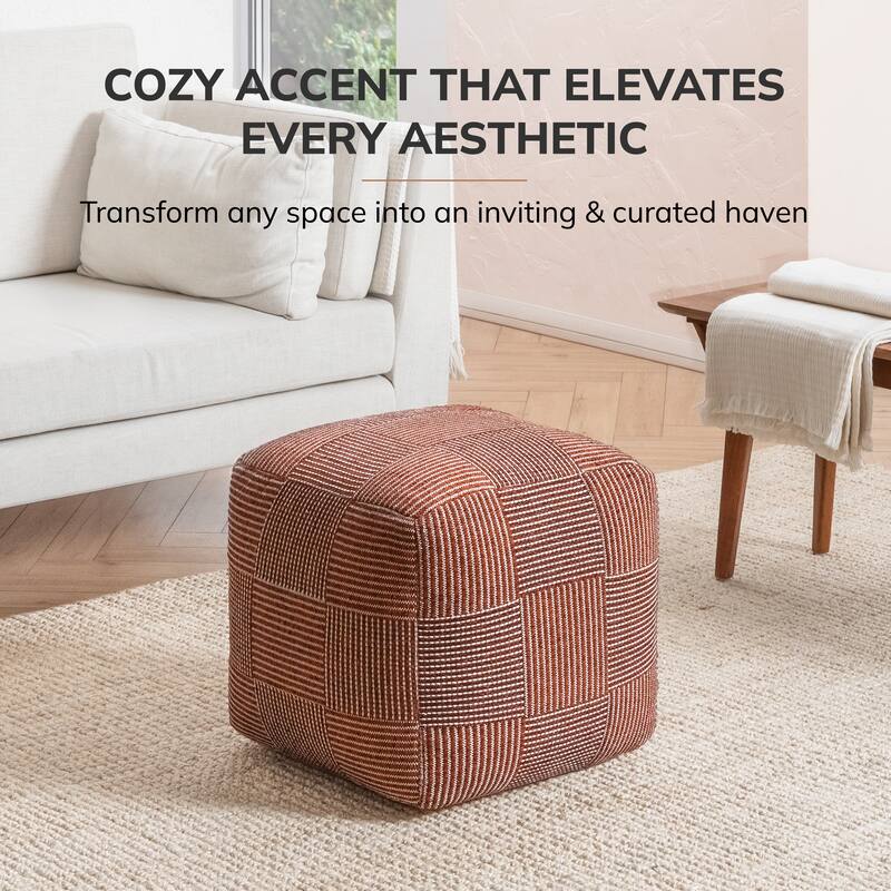 Jani 20-inch Ottoman Pouf - Handcrafted Handmade Ottoman for Seating, Footrest, Home Decor for Living Room, Bedroom