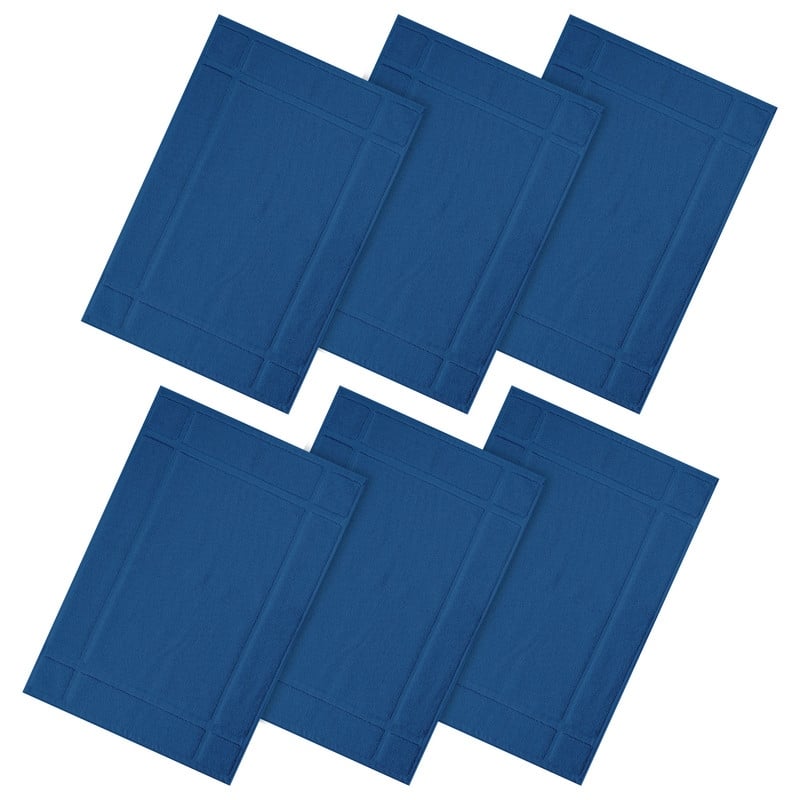 Pure Cotton 1350 GSM Bath Mats Highly Absorbent by Ample Decor- 6 Pack - 34"X20" - Navy