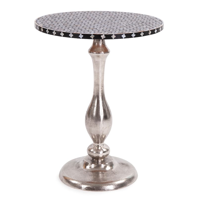 Allan Andrews Nickel Metal with Bone Top Martini Table - 18" Diameter x 23"h