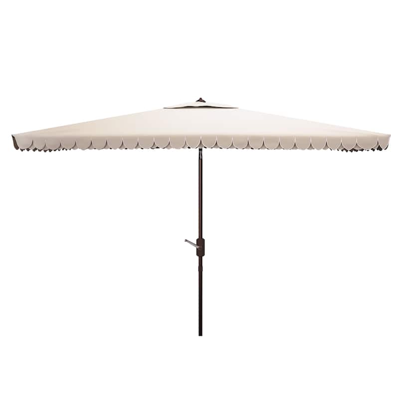 SAFAVIEH Zariah Rectangular 6'x10' Outdoor Umbrella with Valance - Beige/White