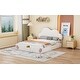 preview thumbnail 15 of 13, Queen size Cloud-shaped Headboard, Upholstered Platform Bed with Rounded Footboard,Velvet,Beige