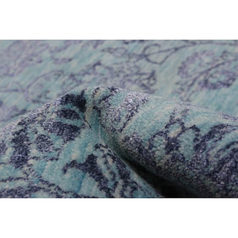 ECARPETGALLERY Hand-knotted Heritage Turquoise Silk, Wool Rug - 6' 1" x 8' 11"