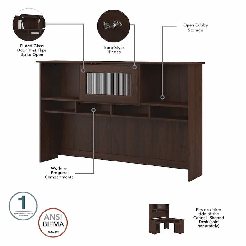 Cabot 60W Hutch by Bush Furniture
