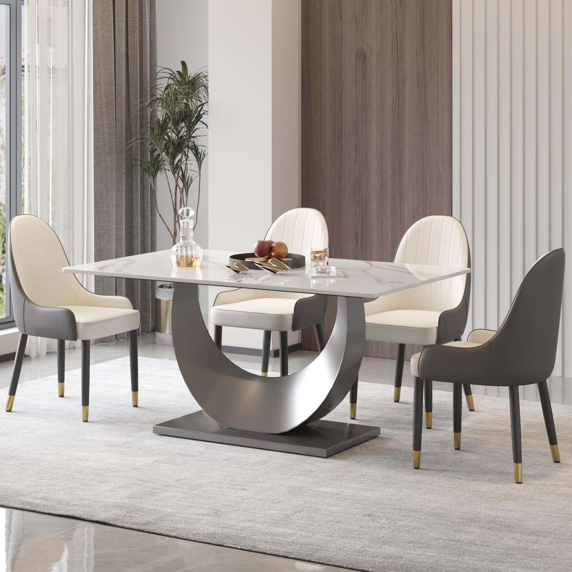 Faux marble hotsell oval dining table