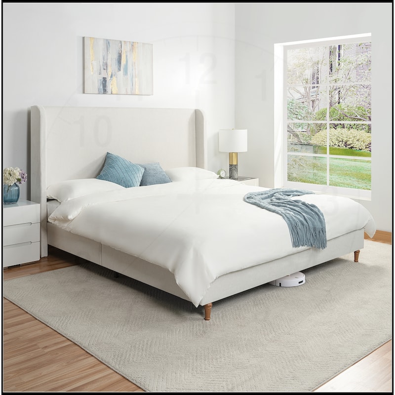 Premium Chenille Minimalist Designs Upholstered Platform Bed