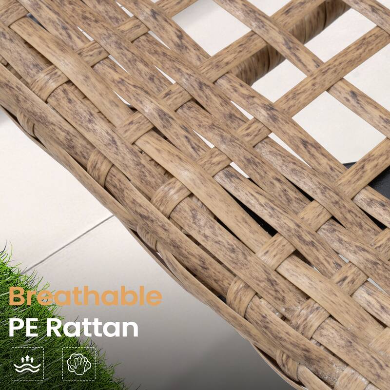 VredHom 5PC Outdoor Patio Extendable Table Dining Sets Table with Rattan Chairs