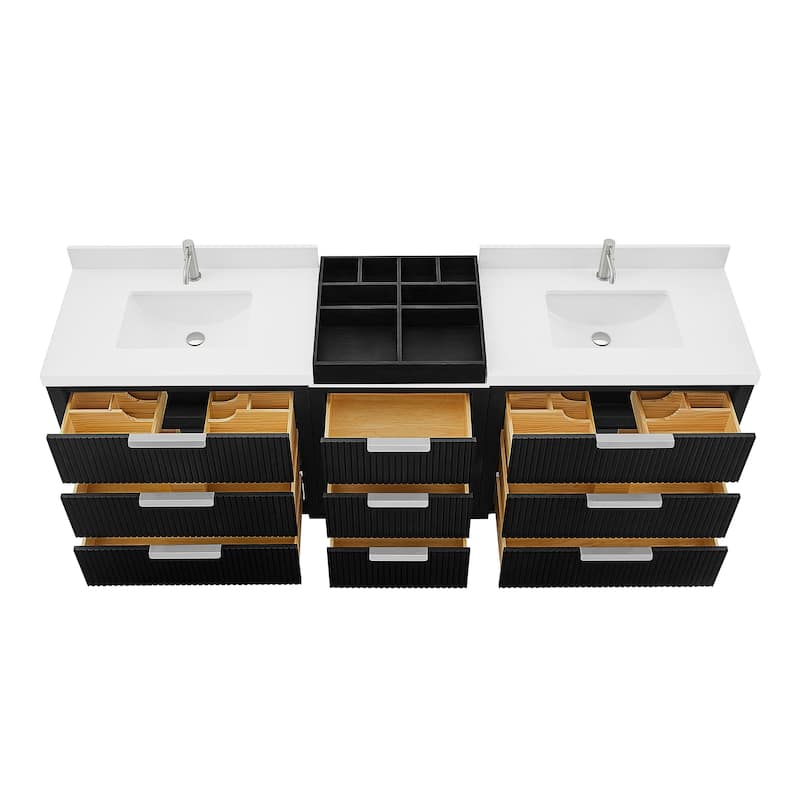 Santarem Double Vanity with Pure White Quartz Stone Top without Mirror