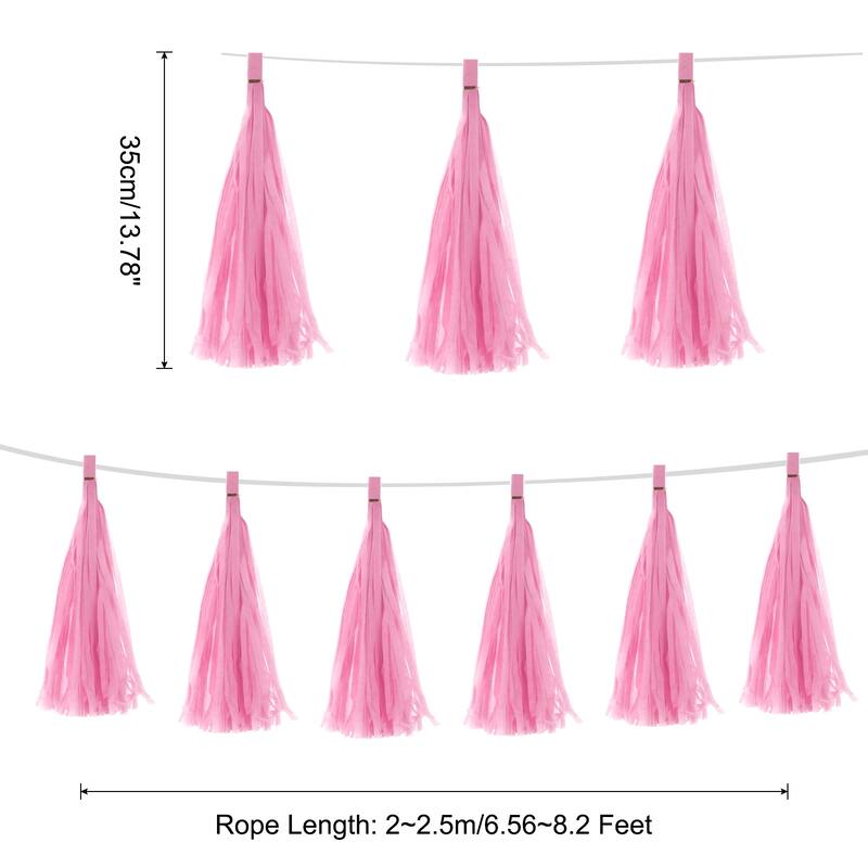 20Pcs Tassel Garland Banner with Rope - Pink