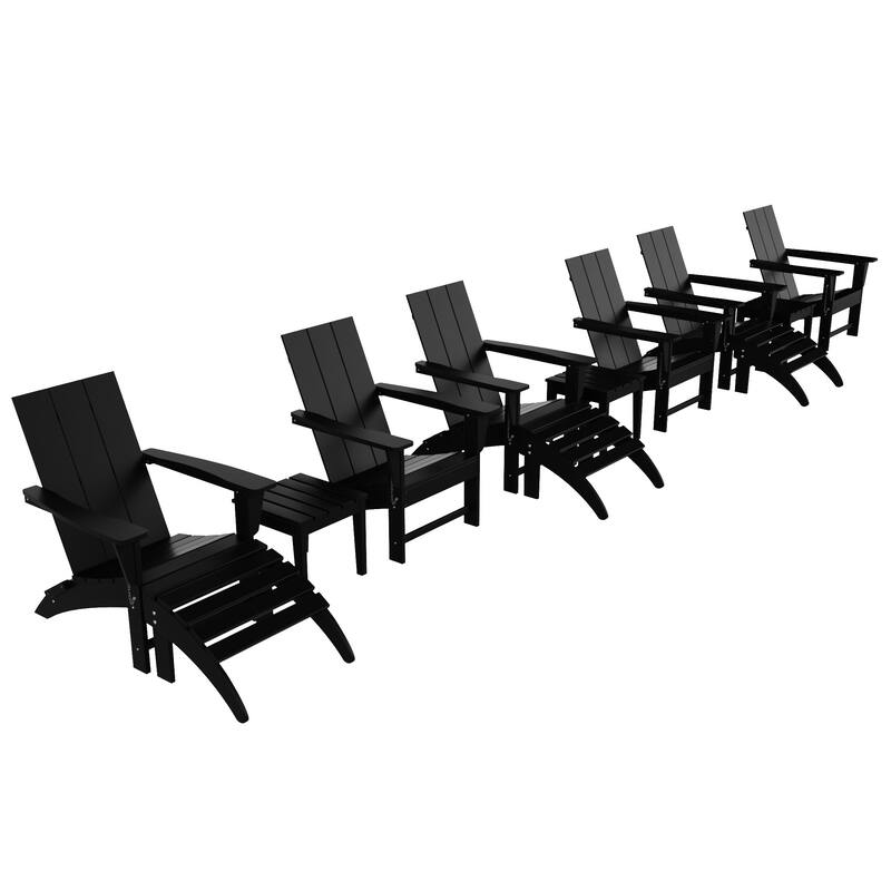 Shoreside Modern 12-Piece Folding Adirondack Chair With Ottoman And Side Table