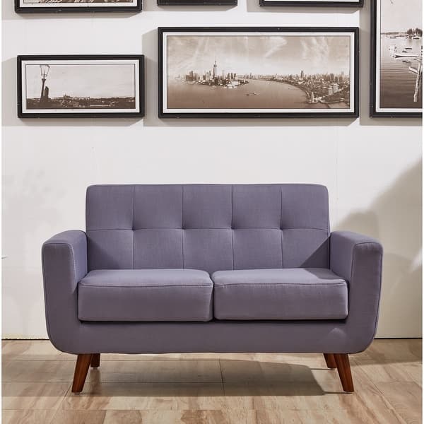 slide 2 of 7, Grace Rainbeau Linen Upholstered Tufted Mid-century Loveseat