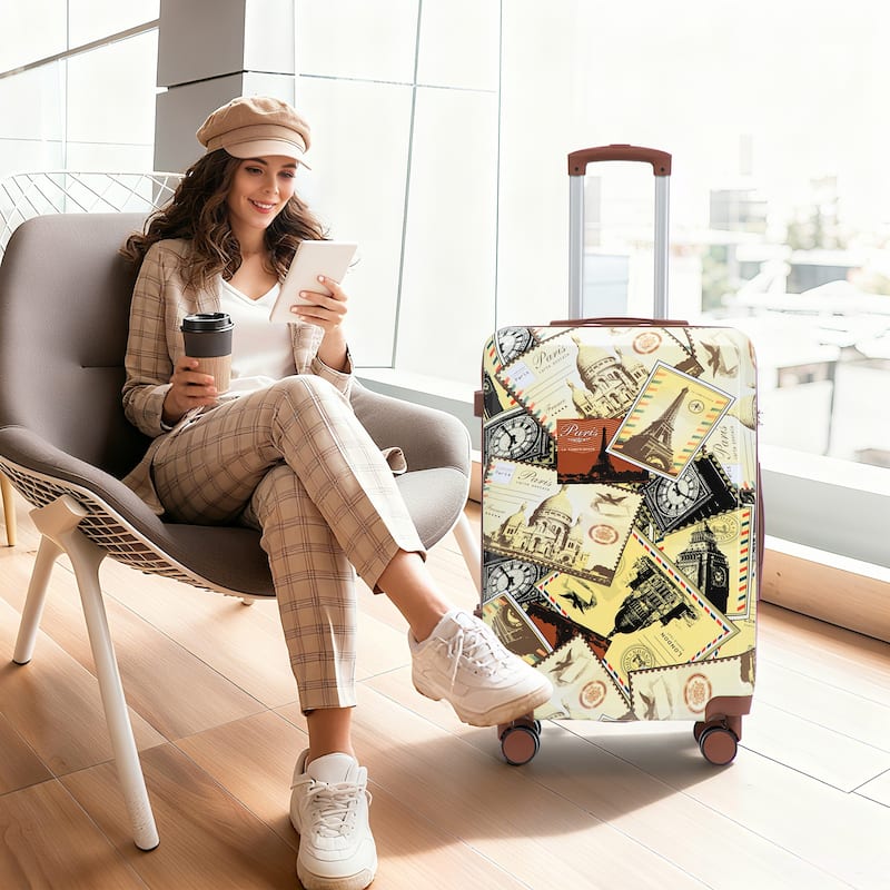 20"/24"/28" 3 pcs/set in PC Spinner Wheel Luggage, Carry on Suitcase, With Printed pattern and Combination Lock