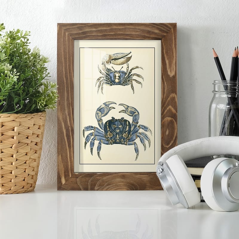 Antique Blue Crabs II -Framed Print w/glass-Cherry Red