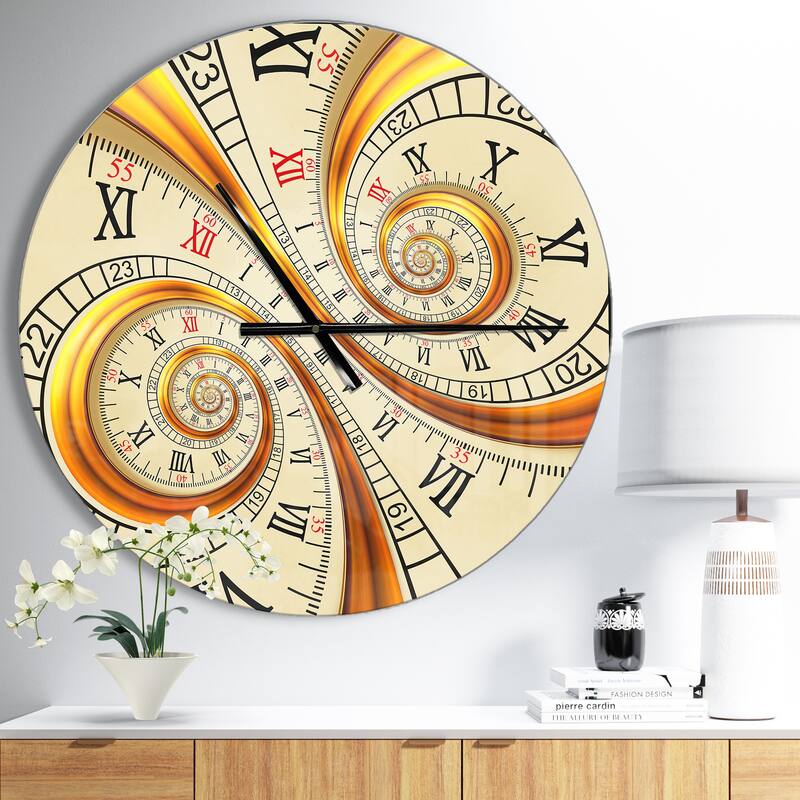 Designart 'Silver metal flower fractal' Oversized Contemporary Wall CLock - 23 in. wide x 23 in. high