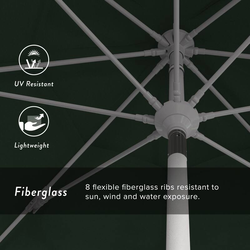 California Umbrella 11' Rd. Alum/Fiberglass Rib Patio Umb,Crank Lift/Collar Tilt, Dbl Wind Vent, White Finish, Sunbrella Fabric