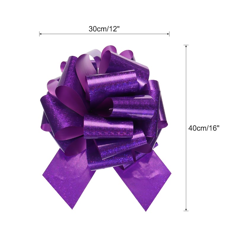 12 Inch Giant Large Pull Bow Big Glitter Metallic Car Bows Ribbon - Purple