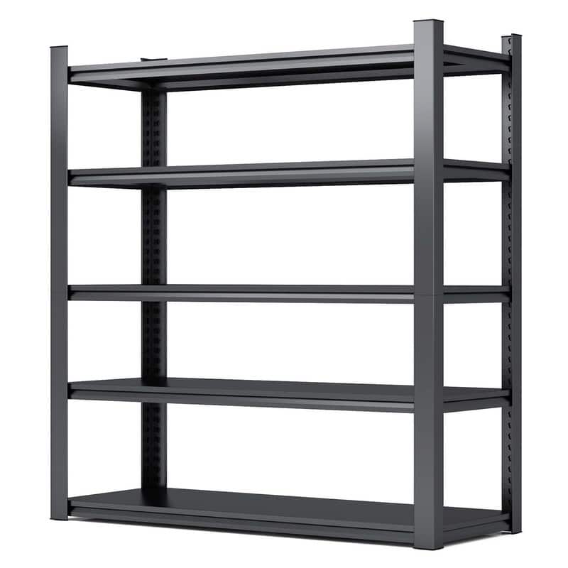 5-Tier Adjustable Heavy Duty Metal Storage Shelves, Black, 72/78"H