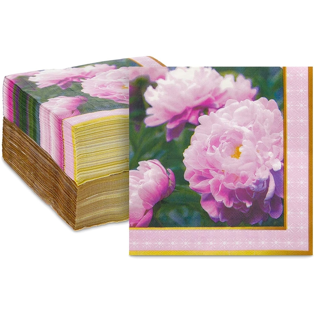 6.5 x 6.5 In, 150 Pack Watercolor Blossoms Vintage Floral Paper Napkins 