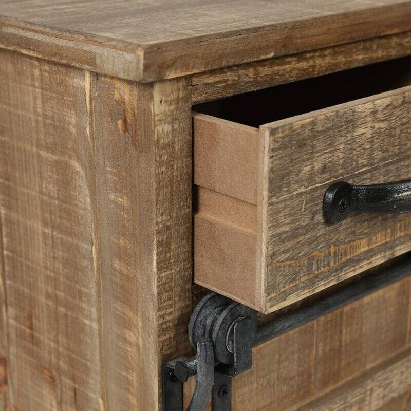 32''H Rustic Storage Cabinet with Sliding Barn Doors Hardware and 2 Drawers