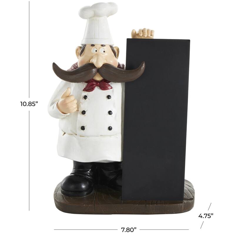 Polystone Chef Decorative Sculpture with Chalkboard - Black - Roche River Decor