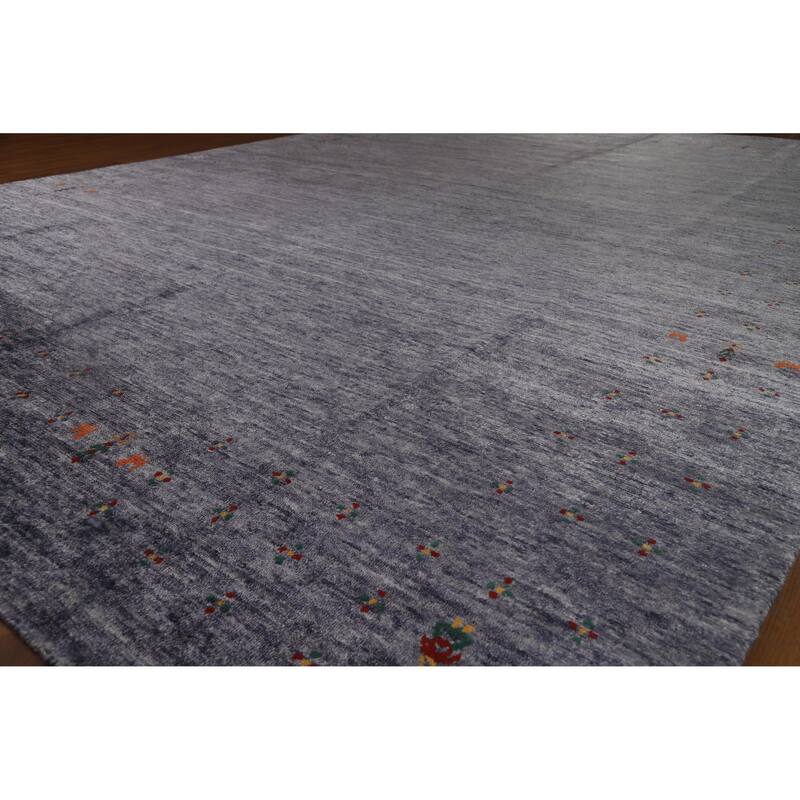 Hand Knotted Oriental 100% Wool Carpet Tribal Tribal Navy Blue & Blues Gabbeh Area Rug - 12' 1'' X 9' 1''