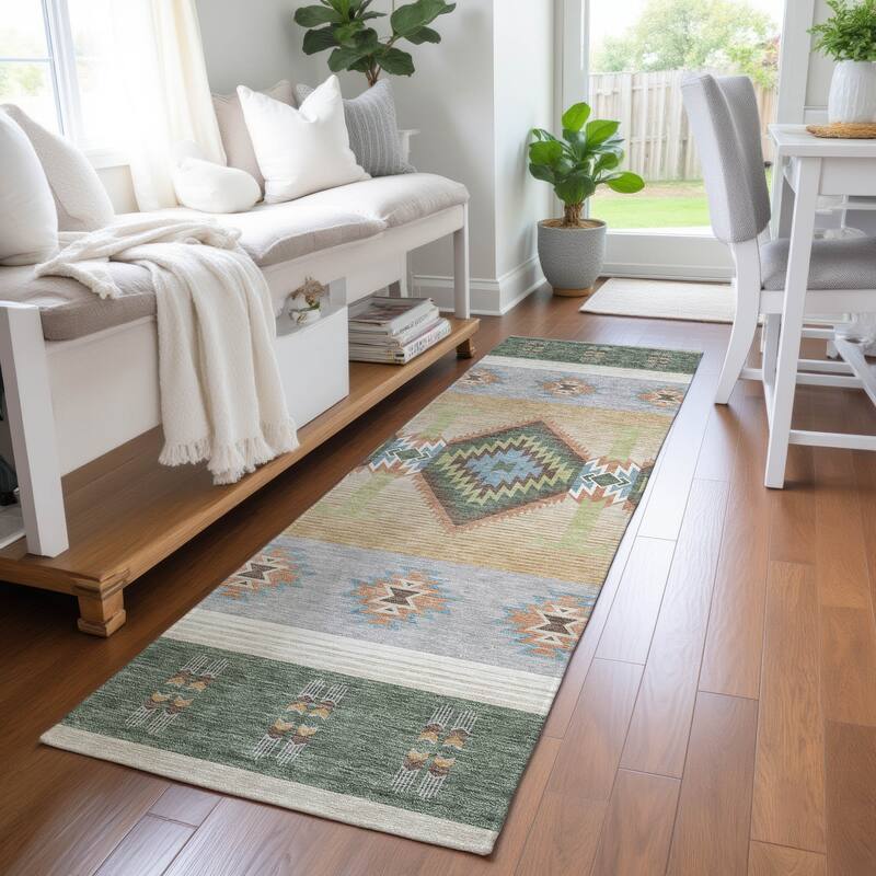 Machine Washable Indoor/ Outdoor Global Chennai Chantille Rug
