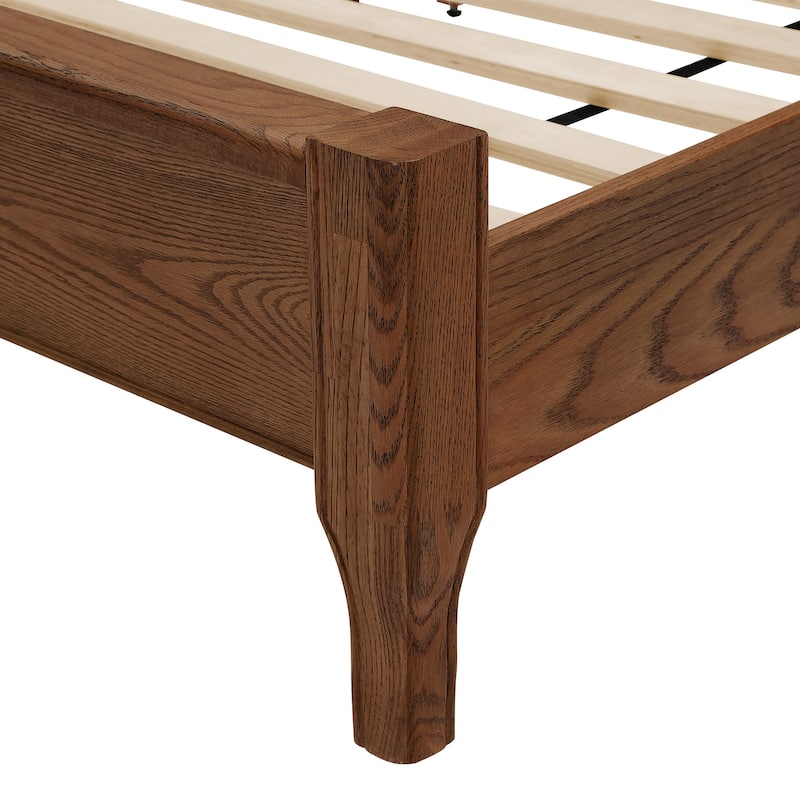 Solid Wood Panel Platform Bed with Headboard, Double Size Beds Wooden Rustic Bed Frame Bedroom Furniture