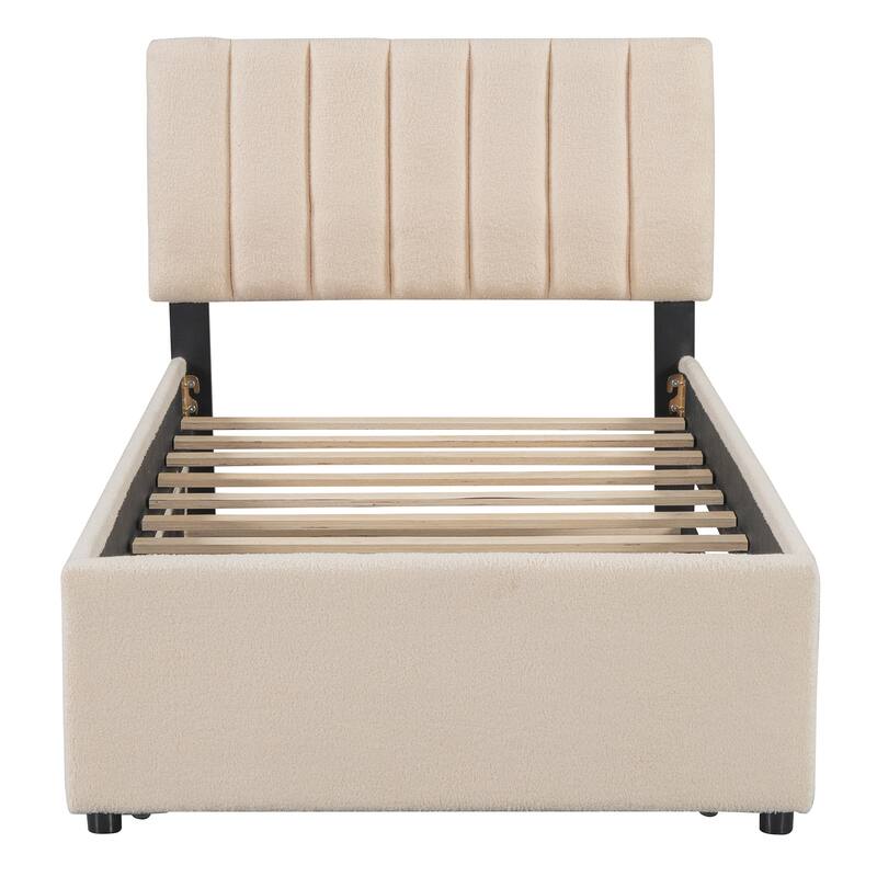 Teddy Fleece Upholstered Platform Bed with Trundle by Harper&Bright Designs