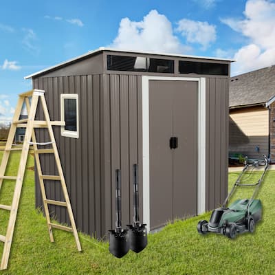 Garden Galvanized Steel Shed Outdoor Storage Shed with Lockable Sliding Door