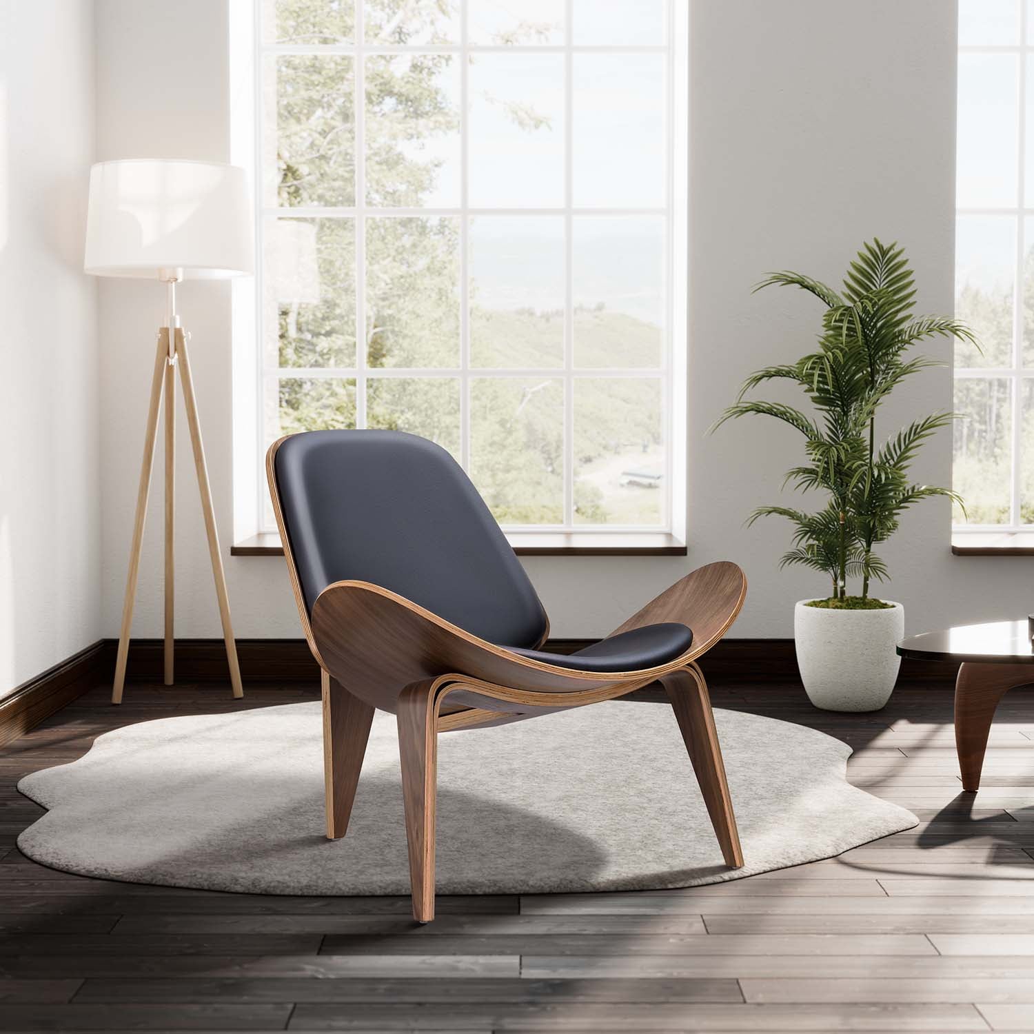 Mid Century Modern Lounge Tripod Design Shell Chair
