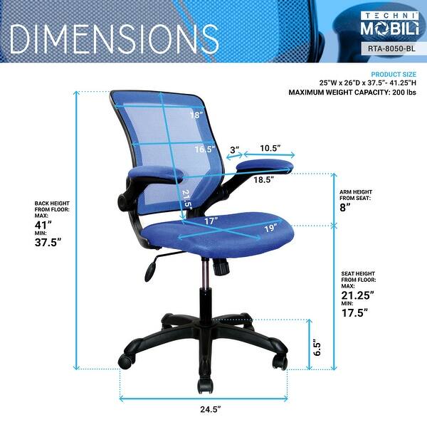 Ergonomic Pneumatic Seat Height Task Office Chair with Mesh Back