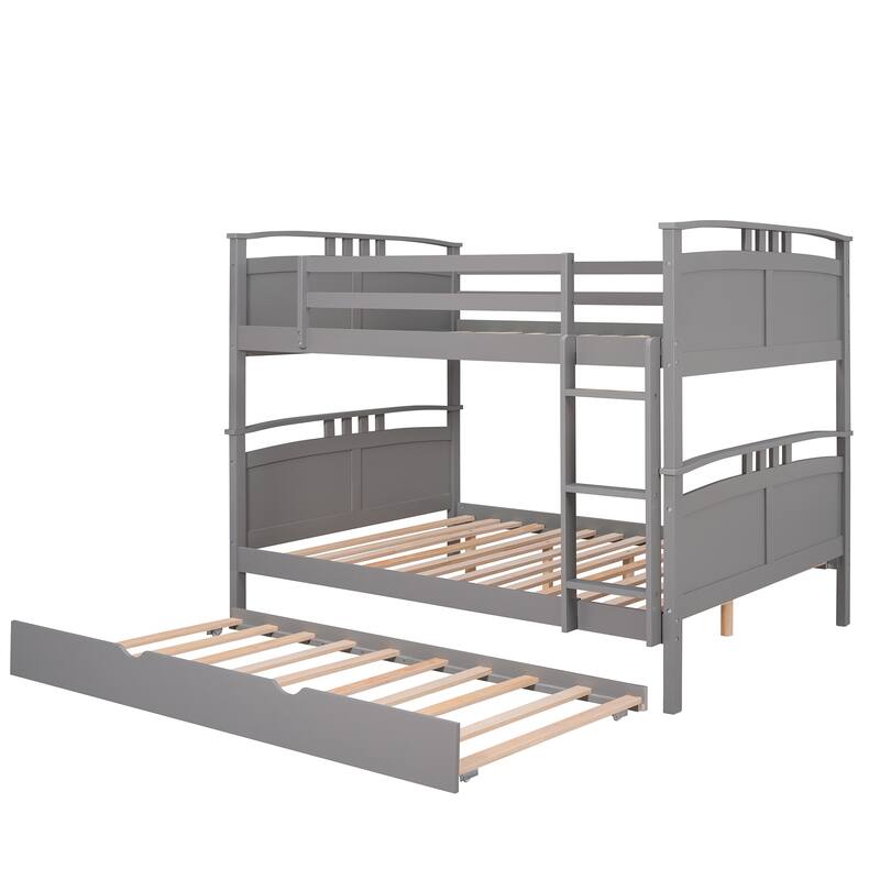 Full-Over-Full Bunk Bed with Twin size Trundle , Separable Bunk Bed for Bedroom