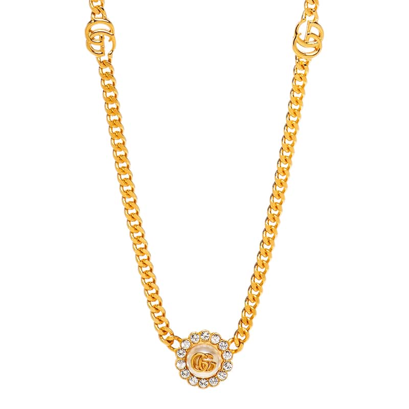 Gucci GG Marmont Double G Flower Necklace - Gold-tone - Gold-tone