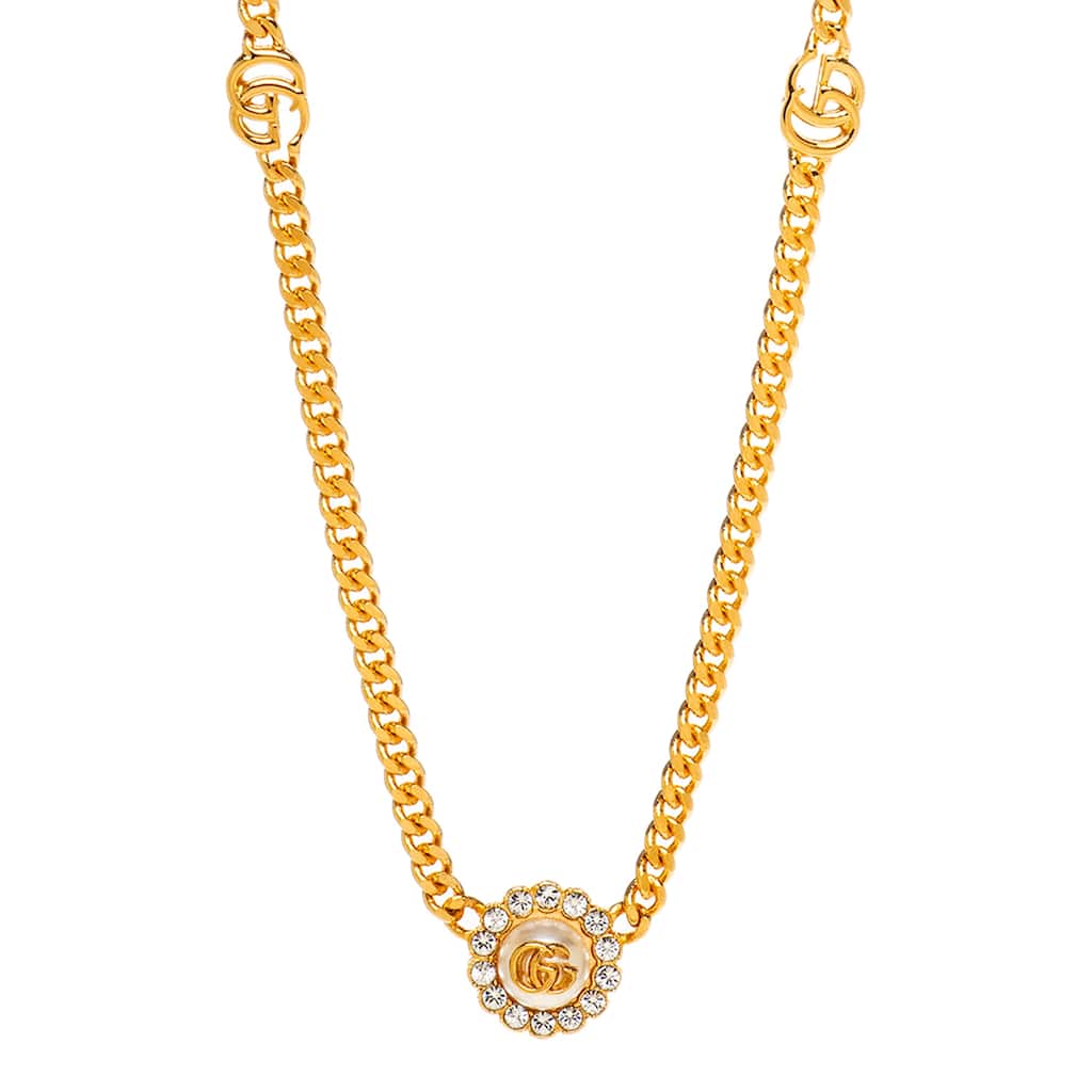 Gucci GG Marmont Double G Flower Necklace - Gold-tone