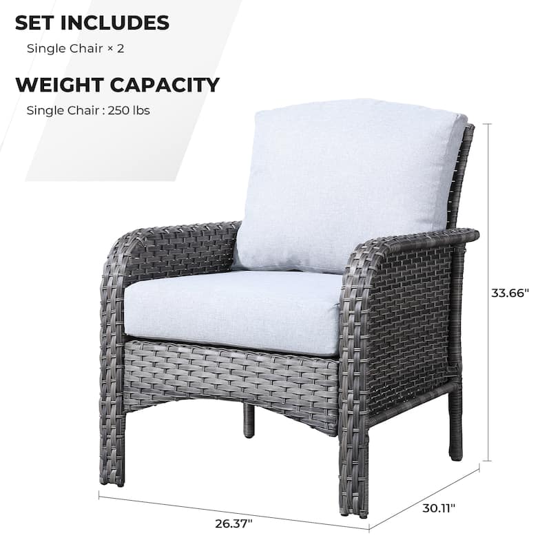 HOOOWOOO 2-piece Wicker Rattan Outdoor Patio Furniture Chair Set