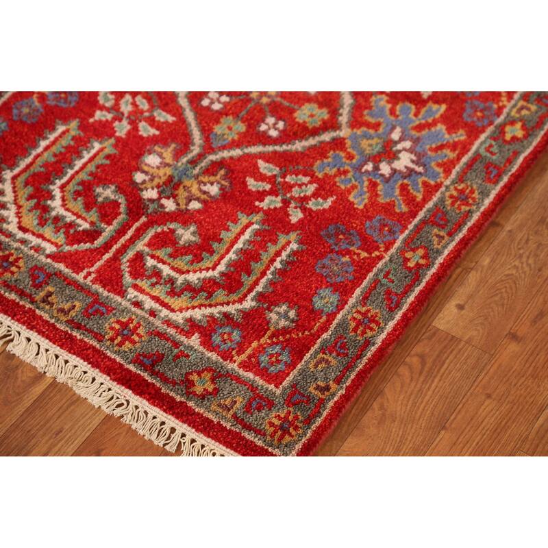 Red Heriz Serapi Indian Runner Rug Handmade Wool Carpet - 2'6" x 7'11"