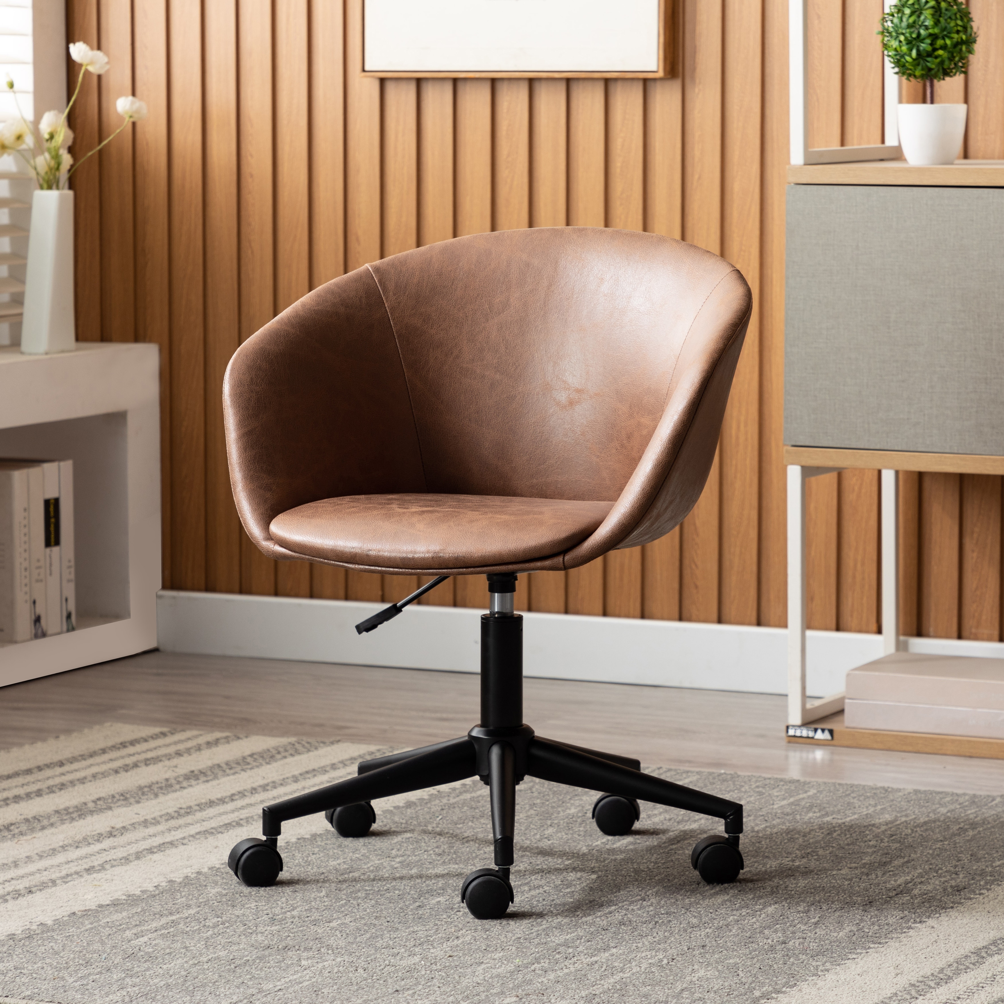 WOVENBYRD Modern Barrel Shaped Adjustable Swivel Home Office Chair