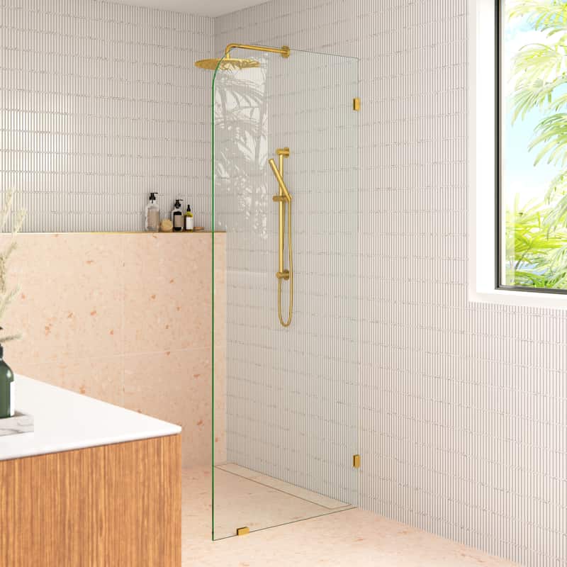 Glass Warehouse 34" x 78" Frameless Shower Door - Single Fixed Panel Radius