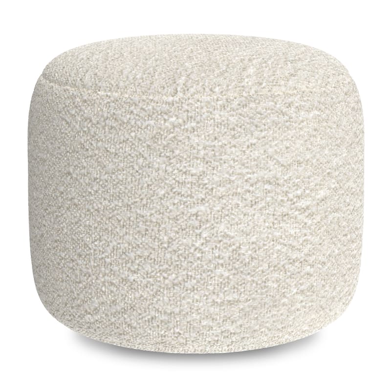 WYNDENHALL Lyanna 18 inch Wide Contemporary Pouf in White Boucle Fabric