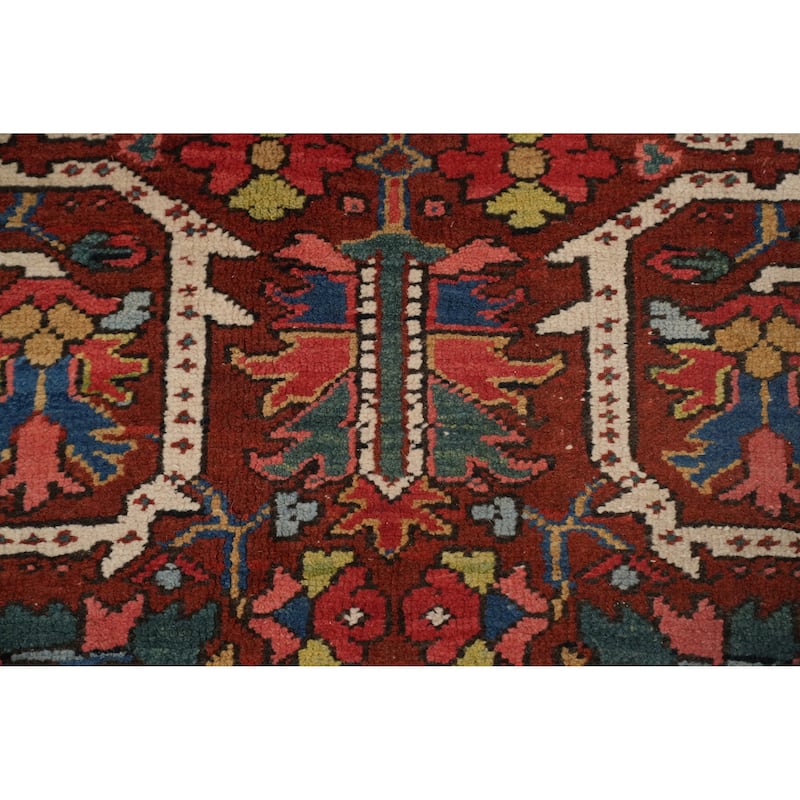Hand Knotted Oriental 100% Wool Carpet Traditional Medallion Oranges & Rust Heriz (serapi) Area Rug - 11' 11'' X 8' 11''