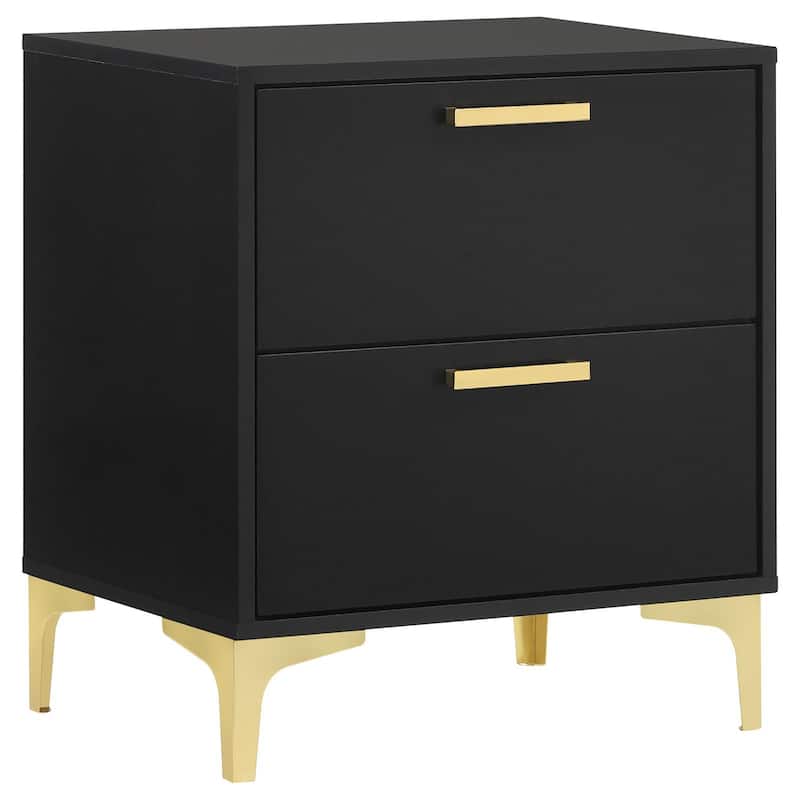 Lexie Black and Gold 2-Drawer Rectangular Nightstand