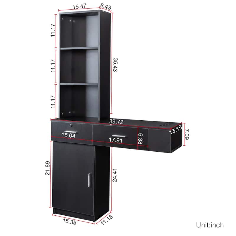 Anmytek Black Modern Storage Organizer with Shelves and Drawers for Livingroom