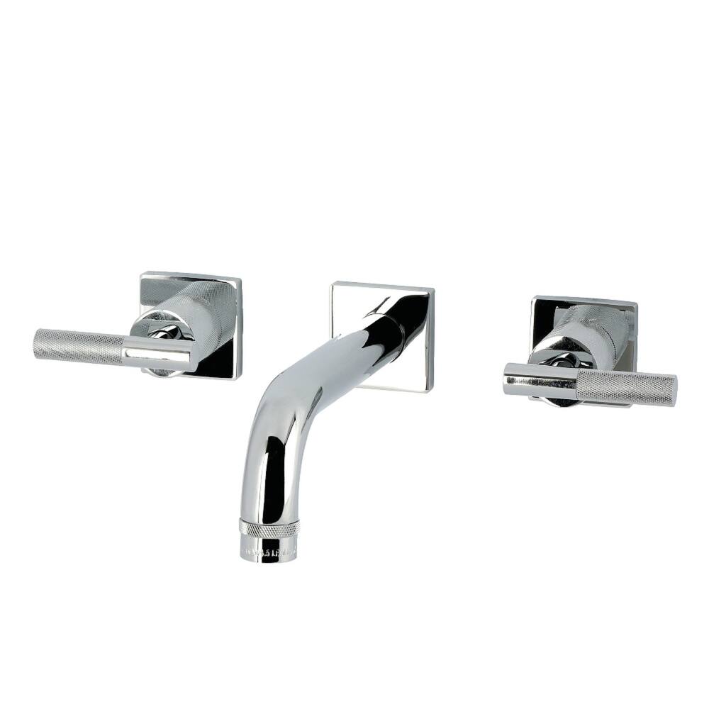 Kingston Brass Convergent Double-Handle Wall Mount Bathroom Faucet with Knurled Handle
