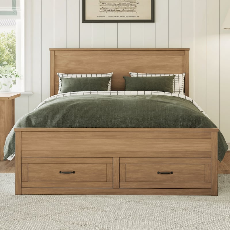 Modern Queen Size Wood Storage Bed Frame with 6 Drawers - Seadrift